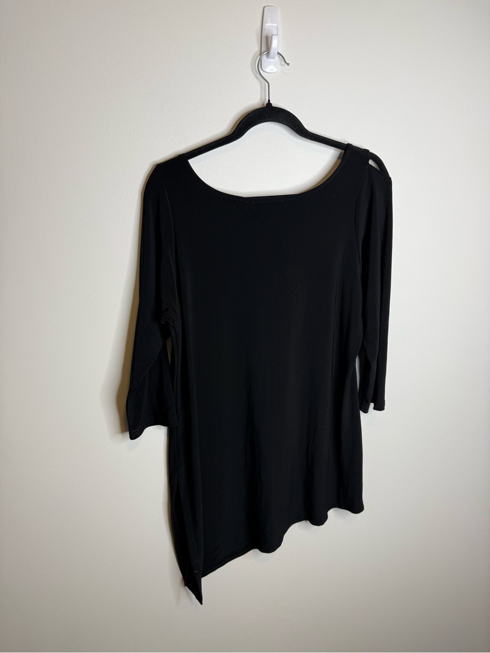 Sympli Black Asymmetrical Neck Cutout Top - Picture 7 of 7